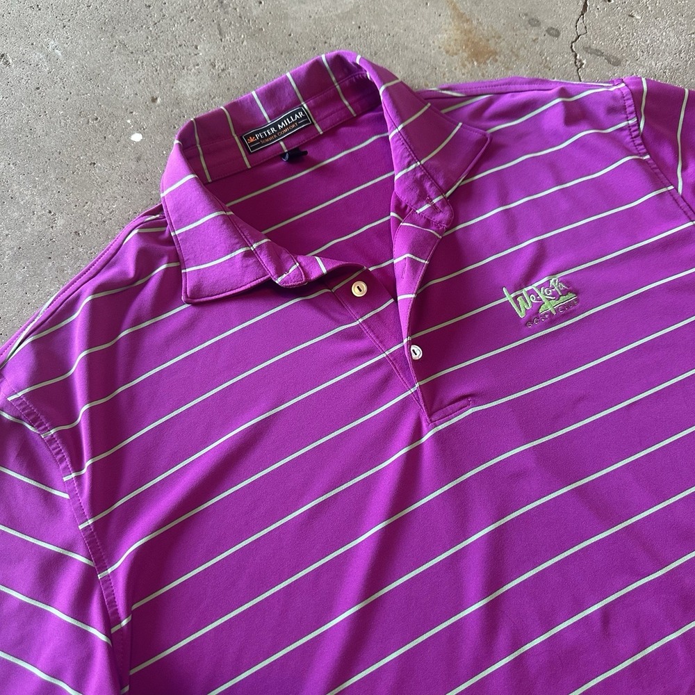 Peter Millar Summer Comfort Polo Shirt Mens XL Purple Stripe We-Ko-Pa Golf Club